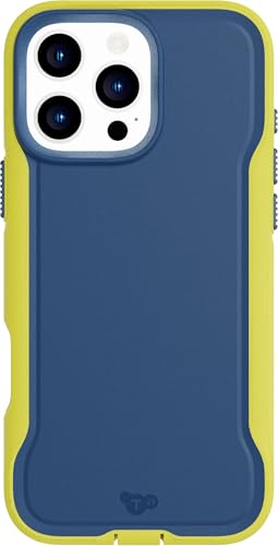Image of Tech21 EvoPro for iPhone 16 Pro Max Compatible with MagSafe - Impact Protection Case 21x Military Standard Tested - in Navy /Yellow