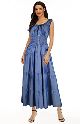Image of OSTOO Women's 2026 Summer Boho Floral Print Tiered Casual Flowy Long Maxi Dress