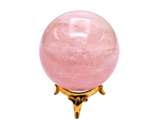 Image of Certified Rose Quartz Crystal Ball for Meditation - Premium Crystal Vastu Items for Home and Feng Shui Items for Good Luck - Ideal for Pooja Supplies and Spiritual Practices (2.5 inch Inch)