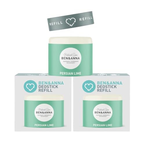 Ben & Anna Deo Refill 3er Pack – je 40 g Nachfüllstick „Love Me“ • plastikfrei, aluminiumfrei & vegan • Fruchtig-blumiger Duft • Kompostierbare Verpackung • Natürlich & nachhaltig