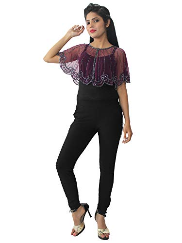 Image of Matelco Women's net Embellished Poncho Purple