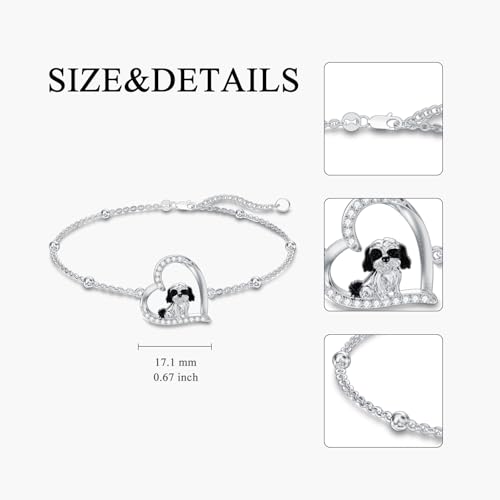 Animal Bracelet Sterling Silver Shih Tzu Dog Bracelet Bearded Dragon Jewelry Lizard Gifts for Women3