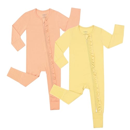 Image of JunNeng Rayon of Bamboo Baby Sleeper with Mittens Cuffts Feet & Non-Slip Design, 2 Way Zipper Pjs Sleep'N Play Romper