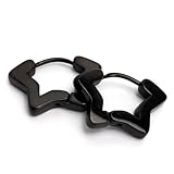 [silver KYASYA]ステンレス フープピアス 星 スターピアス 2色 ゴールド ブラック シンプルピアス メタル 両耳用2点 女性 レディース プチプラ 金アレ対応（ブラック）