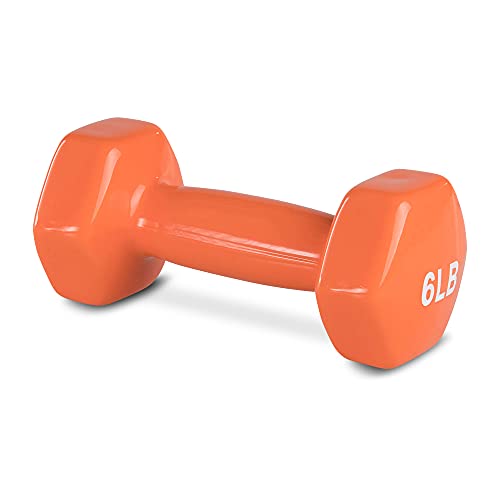 Image of amazon basics Vinyl 6 Pound Dumbbells - Set of 2, Orange pounds
