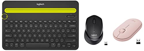 Image of Logitech K480 Wireless Multi-Device Keyboard for Windows, Apple iOS Android /Chrome, Wireless Bluetooth, Compact Space-Saving Design - Black & M331 Wireless Mouse - Black & M350 Wireless Mouse - Rose