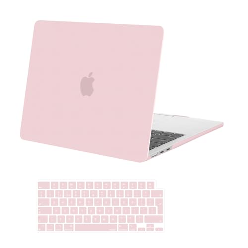 MOSISO Custodia Compatibile con MacBook Air 13 Cover M5 M4 M3 M2 2026 2025 2024 2023 2022 A3449 A3240 A3113 A2681, Case per MacBook Air 13,6'' display Liquid Retina&Copritastiera, Quarzo Rosa