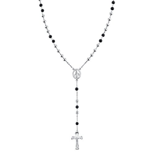 Spartan Black Onyx and Silver Rosary | Unisex for Men and Women | 925 Sterling Silver Prayer Beads