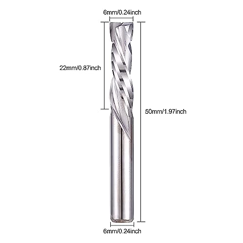 HOZLY Up & Down Cut Bit 6mm(0.236") Shank , 7/8" Cutting Length Compression Bit Spiral CNC Router Bits End Mill Tungsten Carbide Milling Cutter Set 2 Pack