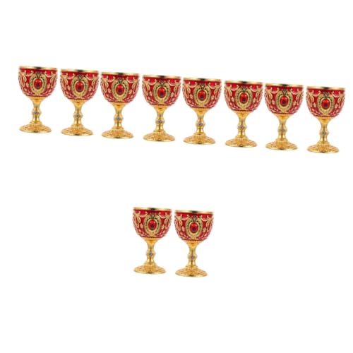 PRETYZOOM 5 Pieds Verre À Vin en Métal Européen Carafon À Vin Coupe des Rois Verres À Vin Bouteilles en Buvant Calice Cocktail Expresso Tasse Infuseur Découle Jeu Alliage Rouge 2pcs * 5
