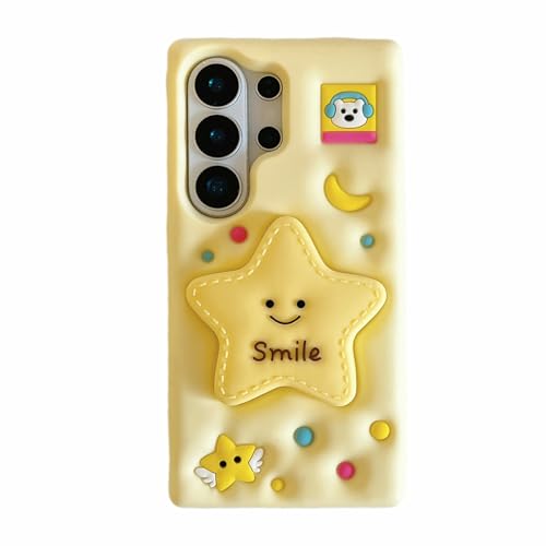Coque Galaxy S25 Ultra motif étoile 3D jaune cadeau fille et enfant