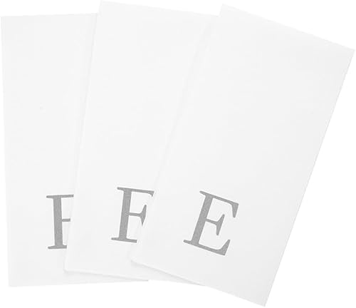 Miniatura 219 de Luxenap - Toallas de invitados de 15.8 x 7.9 pulgadas, 50 toallas de mano con letras plateadas, letra "P", fuente Sans Serif, servilletas de papel