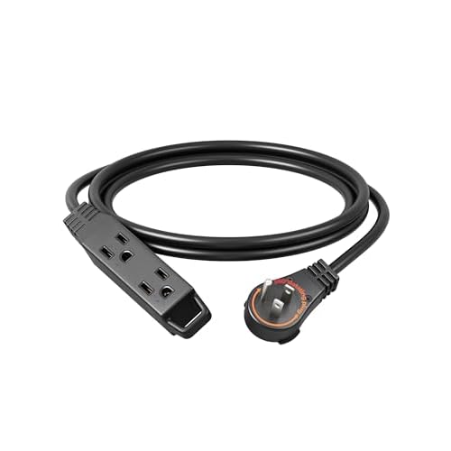 DEWENWILS 360° Rotating Flat Plug Extension Cord, 6FT Extension Cord Rotating Plug, 3 Prong 16/3C Grounded Flat Power Cable for Indoor Narrow Space, 13A/125V/1625W SJT-3, ETL Listed, Black 6