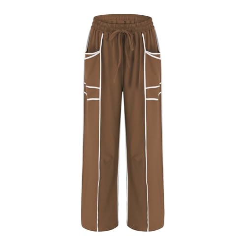 Image of Barrel Pants Women Casual Cargo Wide Leg Baggy Sweatpants Drawstring High Waisted Lounge Palazzo Pants with Pockets