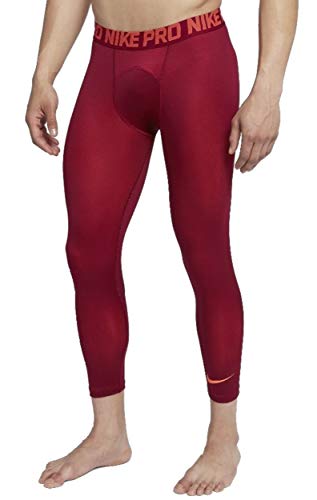 Nike Men's Pro 3qt Tight (Large, Crimson, Crimson Orange/Marron, Size Large