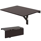 Tangkula Wall-Mounted Drop-Leaf Table, Simple Floating Folding Laptop Desk, Space Saving Hanging Table for Study, Bedroom, Bathroom or Balcony (31.5