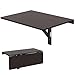 Tangkula Wall-Mounted Drop-Leaf Table, Simple Floating Folding Laptop Desk, Space Saving Hanging Table for Study, Bedroom, Bathroom or Balcony (31.5" x 23.5"(LxW)) (Brown)