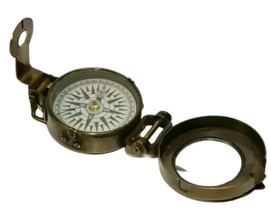 Brújula Militar Lensática de Latón Vintage – Instrumento de Navegación Coleccionable miniatura 1