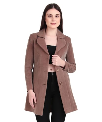 Image of Women's Wool Blend Long Coat with Stylish Lapel Collar and Button Closure - Elegant Winter Overcoat for Casual & Formal Wear