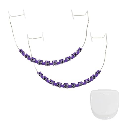 Fake Braces, Temporary Clip on Teeth with Brackets & Wire, Temporary Braces Suitable for Orthodontists to Explain and Practice for Dental Students - Brackets Falsos Para Dientes(Purple)