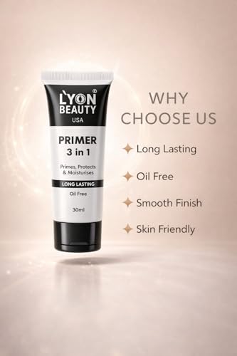 Image of Lyon Beauty USA 3-in-1 Face Primer | Primes, Protects & Moisturises | Oil-Free Long Lasting Makeup Primer - 30ml
