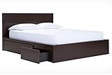 Creftswood Wood King Size Bed with Drawer Storage for Living Room (Walnut Finish)