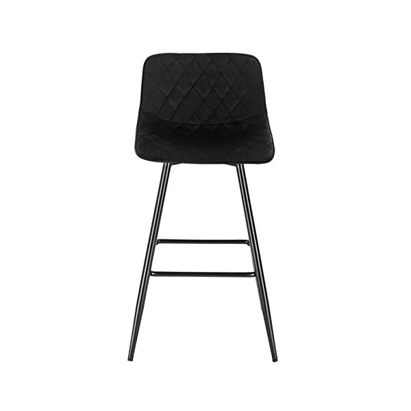 WOLTU Bar Stools Set of 2 PCS Soft Velvet Seat Breakfast Bar Counter Kitchen Chairs Metal Legs Barstools Black High Stools with Backrests & Footrests for Home & Commercial Use #1689 - Image 4