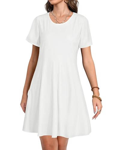 Image of JOLIGAL Summer Dresses for Women Casual Short Sleeve Sundress Scoop Neck Beach T Shirt Dress with Pockets 2026