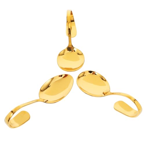 Garneck Elegant Curved Handle Serving Spoon Set 3 Pcs Perfect for Buffet Seafood Sushi Appetizers Salad