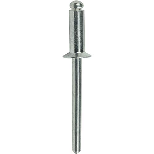Fastenere Pop Rivets - 1/8\" x 1/4\" (100 pcs) Heavy Duty, Open-End, Aluminum, Dome-Head Blind Rivets, Corrosion-Resistant & High Shear Strength, 4-4 Gap .188\" - .250\"