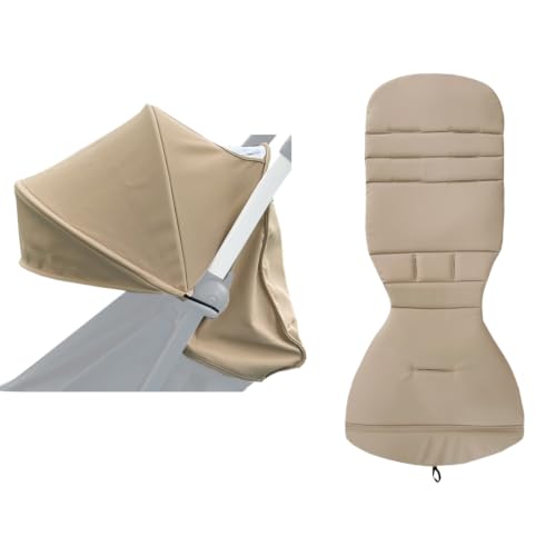 Image of Baby Stroller Seat Cushion and Canopy Compatible with Babyzen YOYO 2 and YOYO+, Pushchair Accessories Replacement Kit, Waterproof Double-Layer Fabric (Taupe)