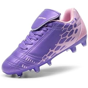 DREAM PAIRS Boys Girls Soccer Cleats Athletic Training Football Shoes for Little/Big Kid 11 Little Kid Light/Purple/Pink