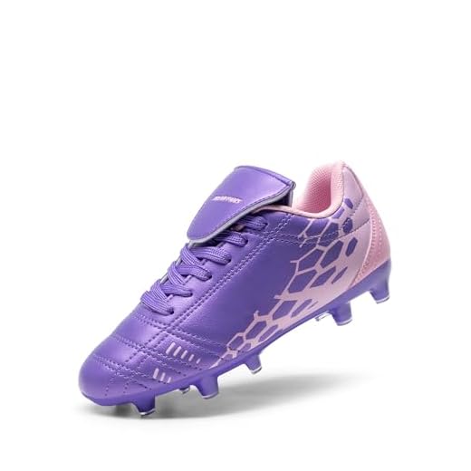 DREAM PAIRS Boys Girls Soccer Football Cleats Shoes Light Purple Pink Size 2 Little Kid Superflight-3k