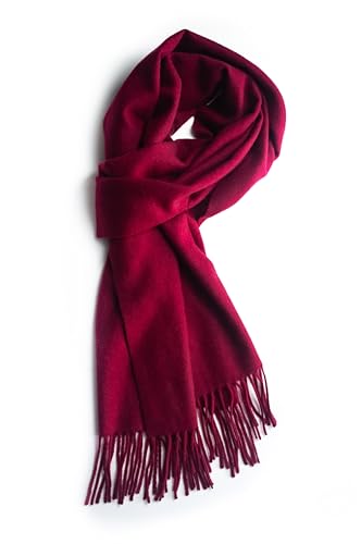 Style & Republic Unisex Kaschmir Schal aus 100% Cashmere mit Fransen, dein kuscheliger Premium Strick-Schal für stilvolle Herbst- & Winter-Momente, bordeaux