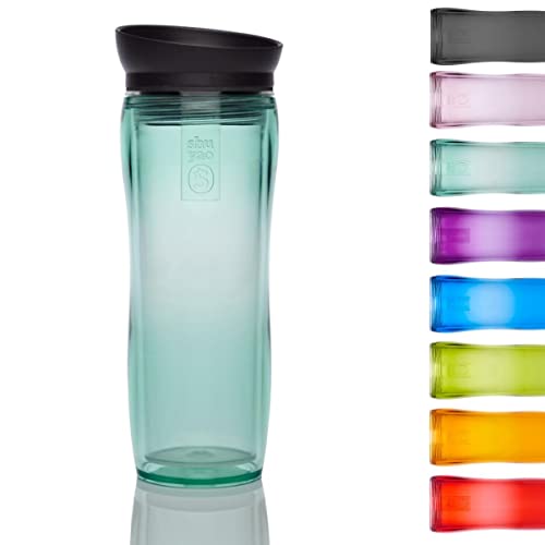 Shuyao Teamaker - transparente Tea to Go Thermo Trinkflasche in Jade - Made in Germany - 100°C hitzefest -360ml, integriertes Teesieb Cover
