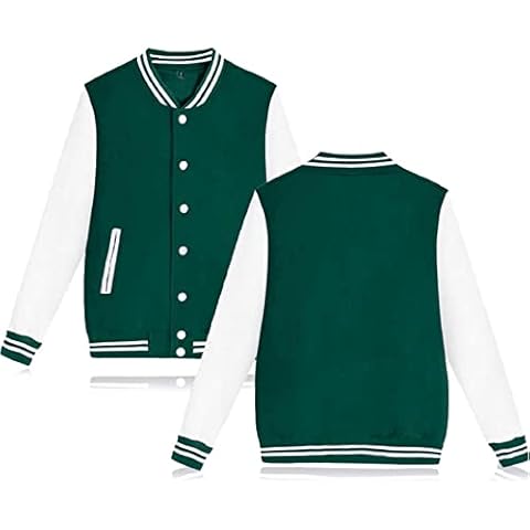 babyhealthy Women's Men's Varsity Baseball Jacket Casual Letterman Bomber Jacket Windbreaker Lightweight Jacket Coat Cover
