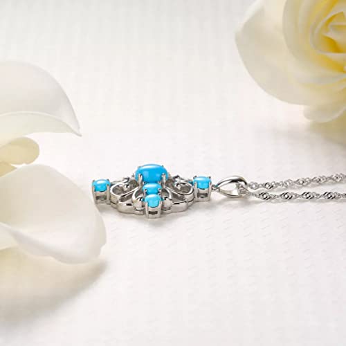 Pendentif argent 925 et turquoise naturelle anti-allergie pour peau sensible - 4