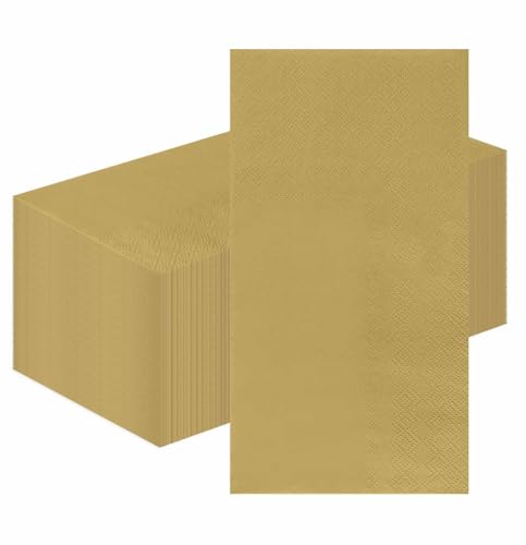 HEIPINIUYE 50 Pieces Gold Dinner Napkins Disposable Guest Napkins Beverage Napkin Paper Hand Towels for Bathroom Wedding Birthday Baby Shower Christmas Party Gold Paper Napkin