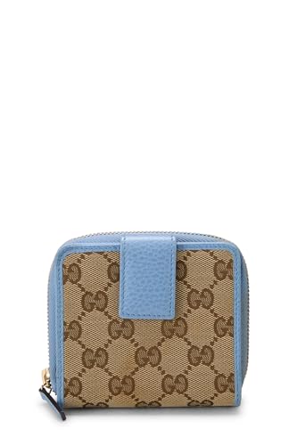 Pre-Loved Original GG Canvas French Zip Around Wallet, Blue