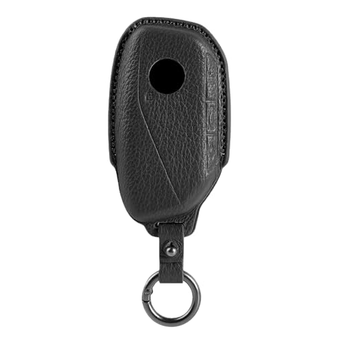 Coque de clé BMW en cuir de chèvre noir pour X5 X6 i5 étui haut de gamme