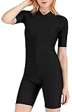 FEOYA Damen Schwimmanzug Legsuits Einteiler Badeanzug Wassersport Ärmellos/Kurzarm Wettkampfanzug Trainninganzug mit Bein UV-Schutz Bademode