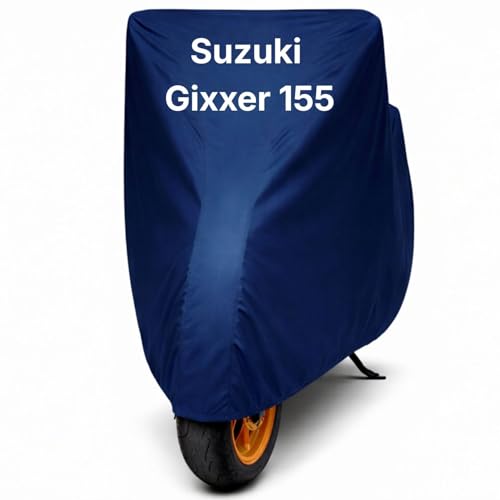 Image of Bike Body Cover for Suzuki Gixxer 155 Waterproof & Dustproof Scooter Cover UV Resistant, Heat Resistant & All Weather Protection Heavy Duty Triple Stitched Two Wheeler Cover (Blue)