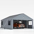 20X20 Carports Heavy Duty,Car Port with Removable Side Wall,Carport Canopy,Portable Car Port Garage,Car Shelter All Weather,Gray