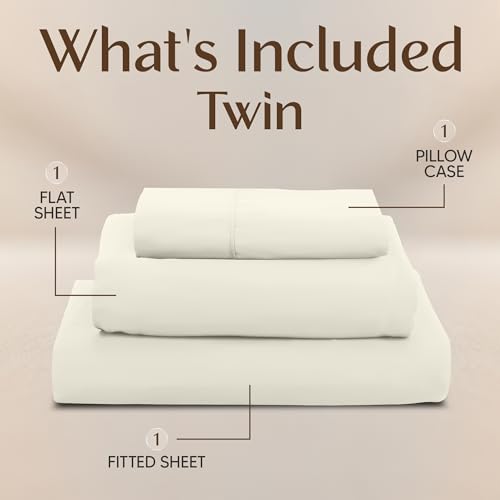Image of Utopia Bedding Twin Sheet Set - 3 Piece Bed Sheets for Twin Size Bed, Soft and Breathable Microfiber, Includes 1 Fitted Sheet, 1 Flat Sheet and 1 Pillowcase - Oeko-Tex (Ivory)