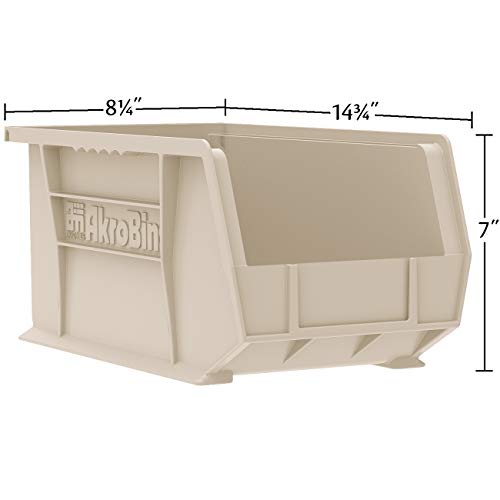 Image of Akro-Mils 30240 AkroBins Plastic Storage Bins, Space-Saving Stackable Bins for Garage, Pantry, Craft Organization, 15 inch x 8 inch x 7 inch, Yellow, 12-Pack