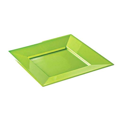 Adiserve - Juego de 12 Platos de plástico Cuadrados Desechables (24u00a0cm), Color Verde
