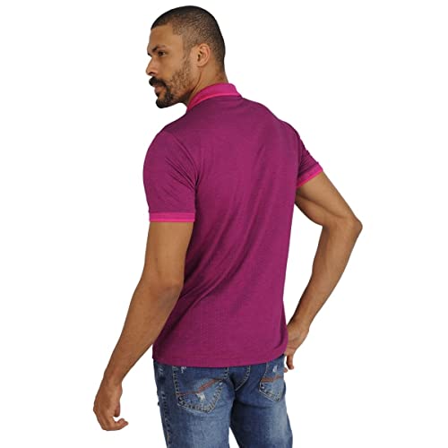 Camisa Polo Básica Piquet Viscose Jacquard Ponto John Pull (G, Pink+Marinho)