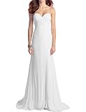 OYISHA Women's Strapless Beach Wedding Dresses Chiffon Slit Bridal Gown WD009 White 4
