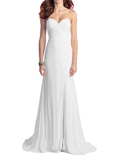 Oyisha Women's Strapless Beach Wedding Dresses Chiffon Slit Bridal Gown Wd009 White 4 #TOP30