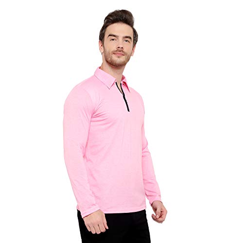 Image of Men's Cotton Blend Full Sleeve Zip Neck Polo T-Shirt (Pack of 1)